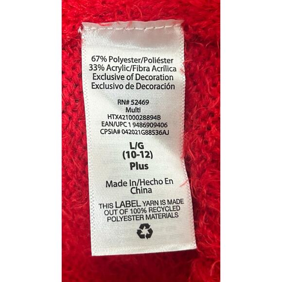 Girls Holiday Time Christmas Sequined Unicorn  Striped Sweater Large 10-12 - Picture 3 of 5